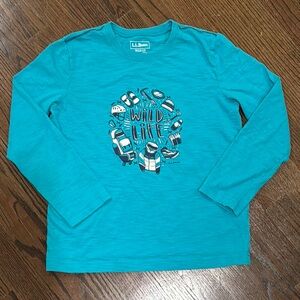 L.L. Bean Blue Long Sleeve Tee with Graphic Design